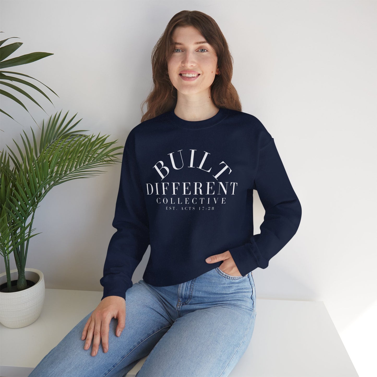 BUILT DIFFERENT COLLECTIVE EST. ACTS 17:28 Unisex Heavy Blend™ Crewneck Sweatshirt