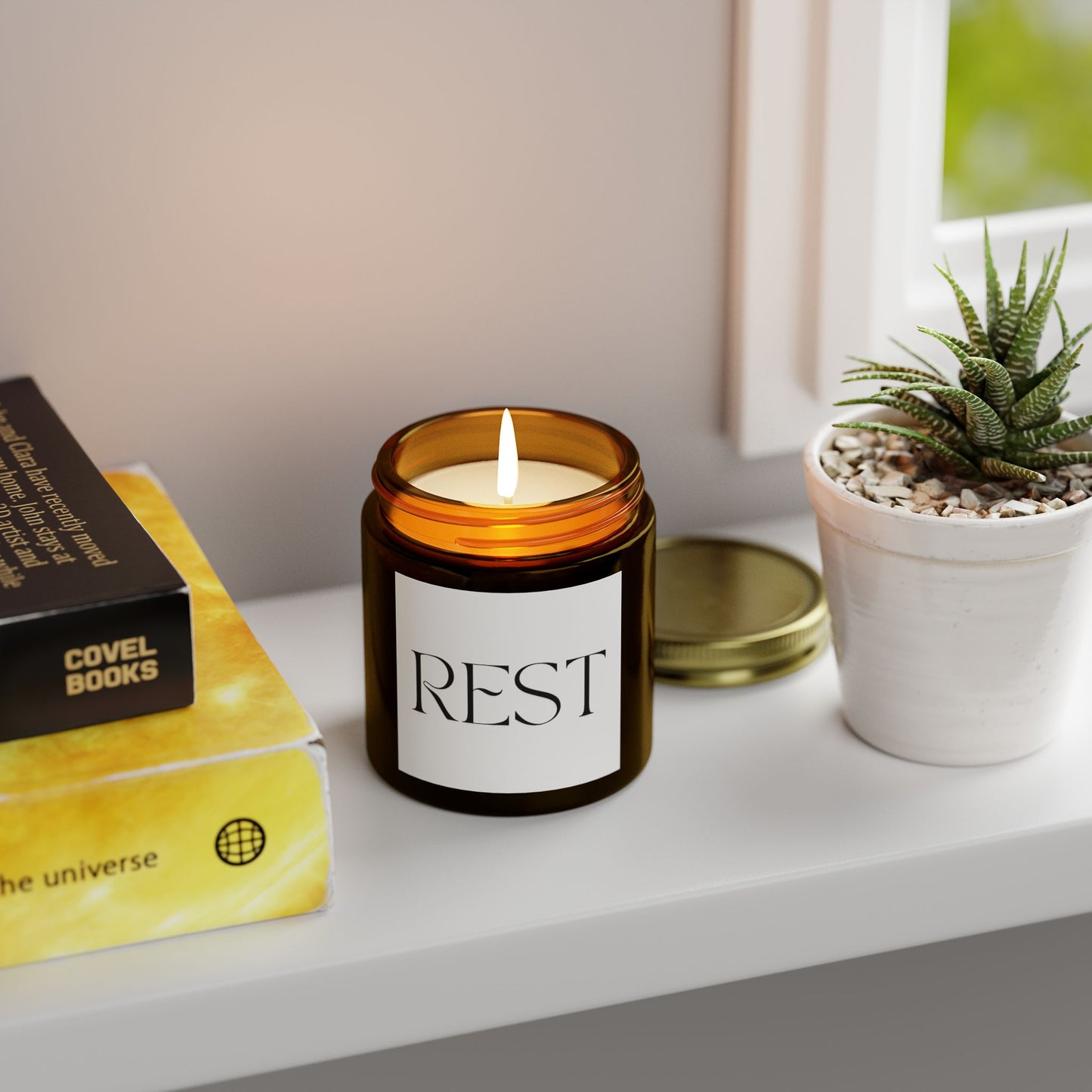REST Scented Candles, Coconut Apricot Wax (4oz, 9oz)