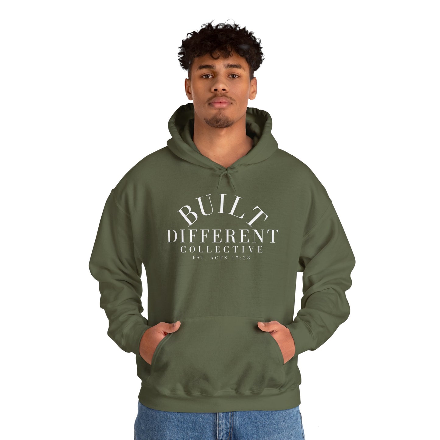 BUILT DIFFERENT COLLECTIVE EST. ACTS 17:28 Unisex Heavy Blend™ Hooded Sweatshirt