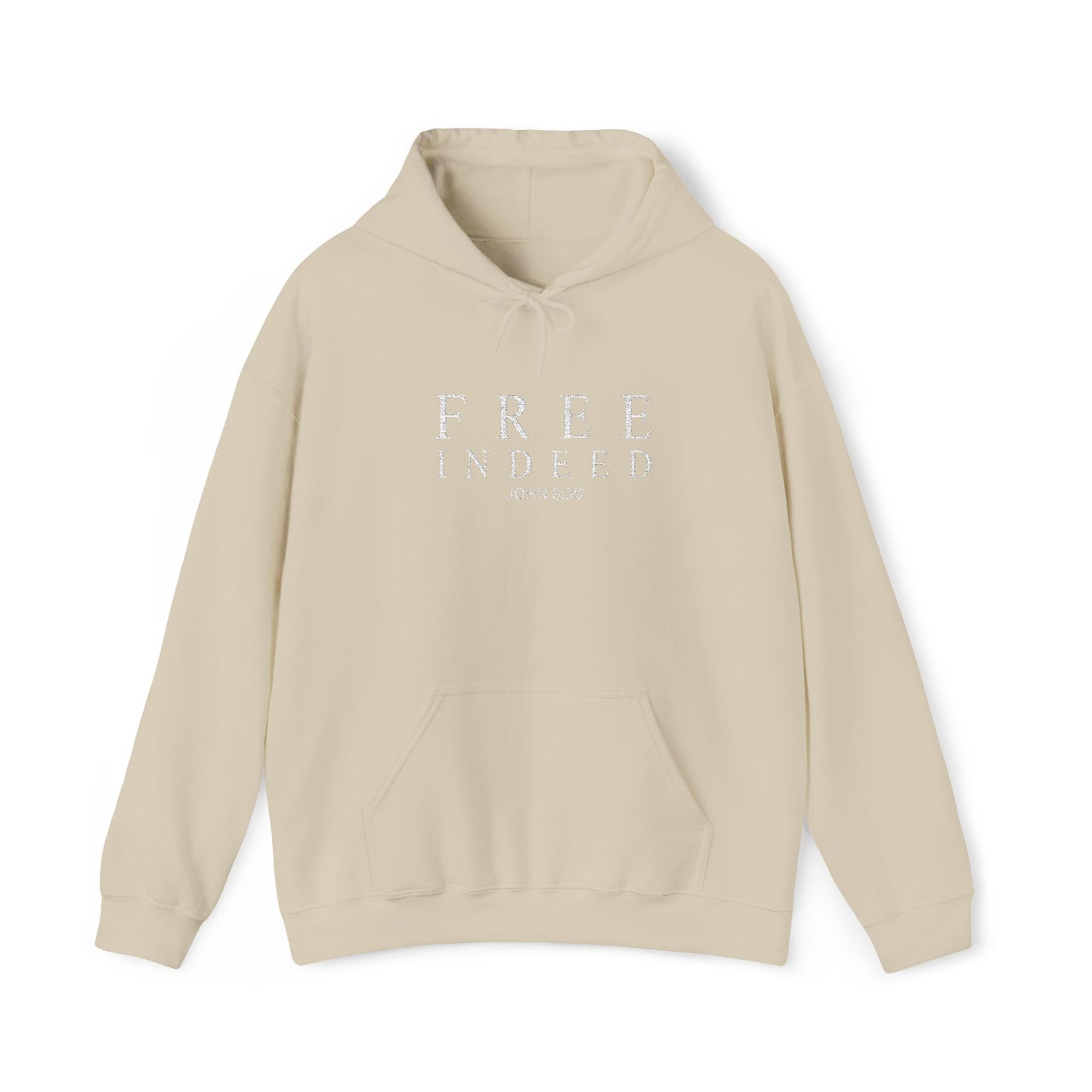 Free Indeed Hoodie, John 8:36 – Inspirational Christian Faith Pullover