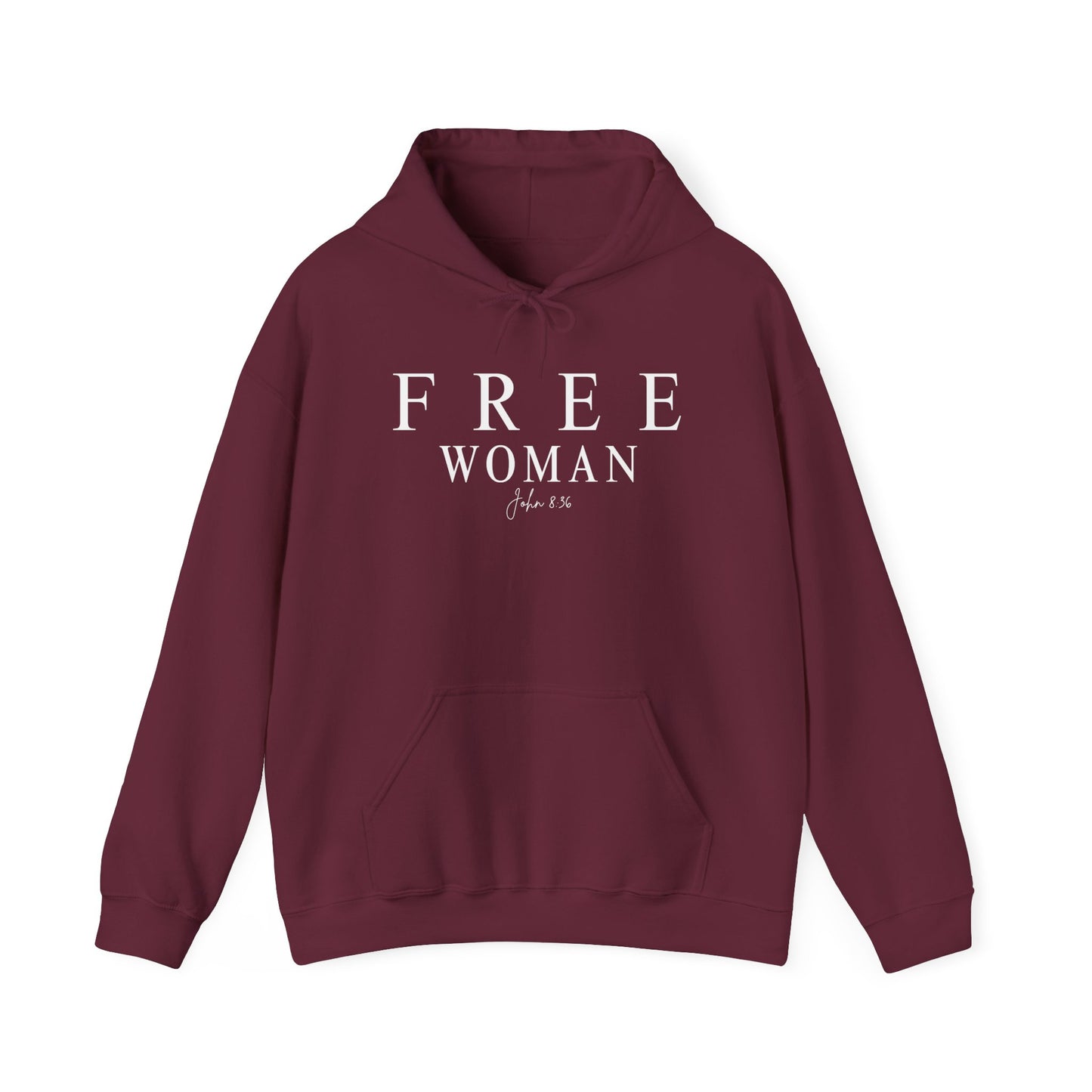 Free Woman Hoodie – 'Free Woman John 8:36' Inspirational Christian Sweatshirt