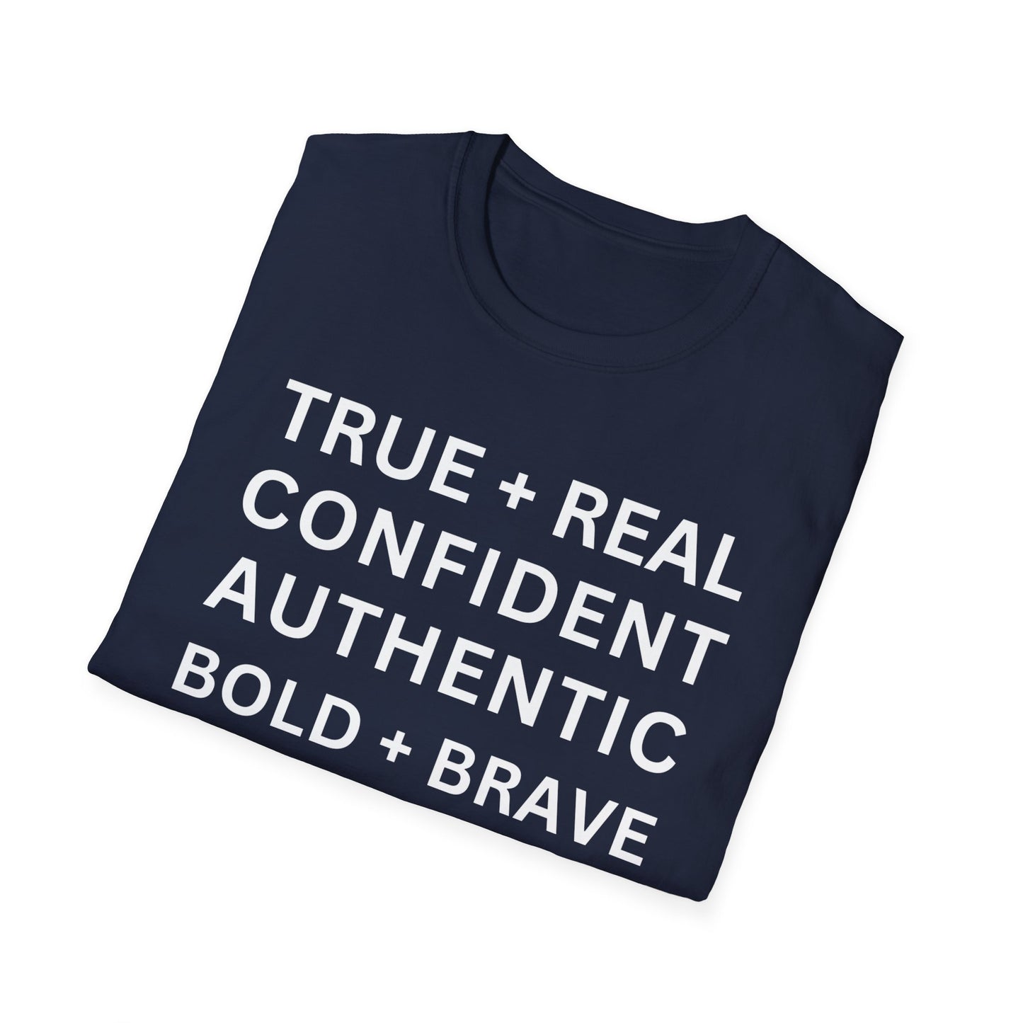 Inspirational 'TRUE + REAL CONFIDENT AUTHENTIC BOLD + BRAVE WOMAN Heavy Cotton Tee' T-Shirt