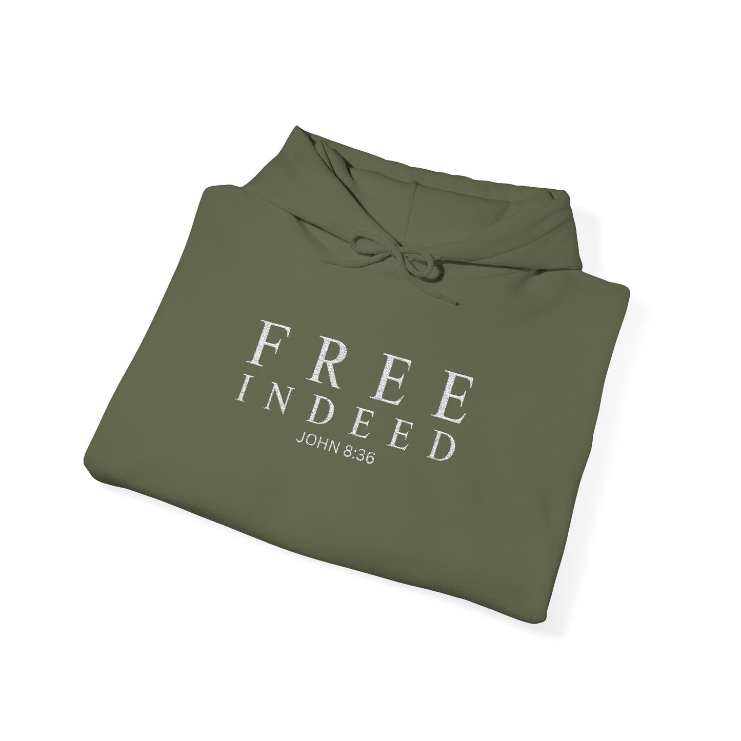 Free Indeed Hoodie, John 8:36 – Inspirational Christian Faith Pullover
