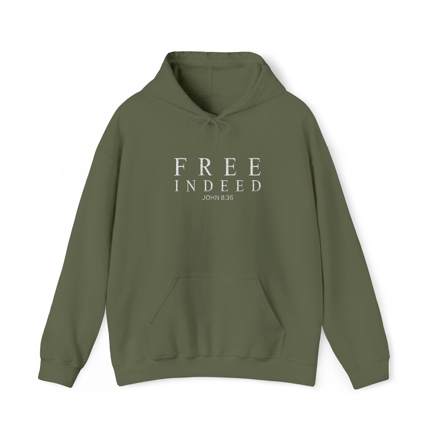 Free Indeed Hoodie, John 8:36 – Inspirational Christian Faith Pullover