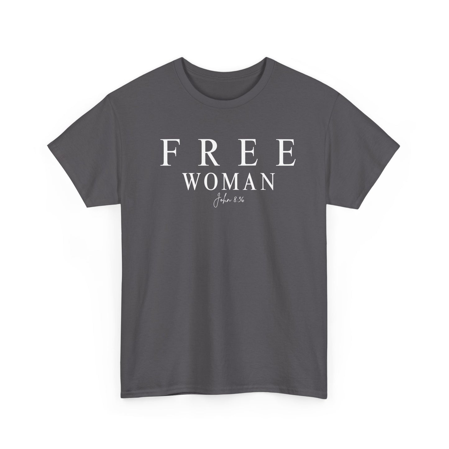 Free Woman Tee,  John 8:36— Inspirational Christian Women's T‑Shirt (Galatians 5:1)