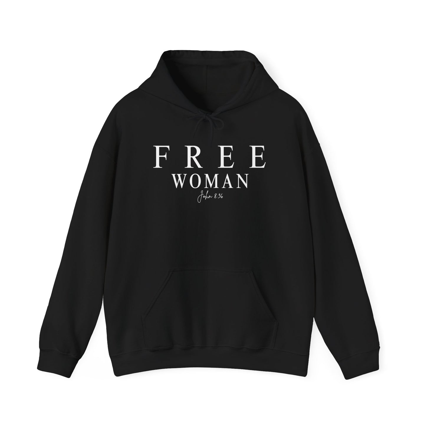 Free Woman Hoodie – 'Free Woman John 8:36' Inspirational Christian Sweatshirt