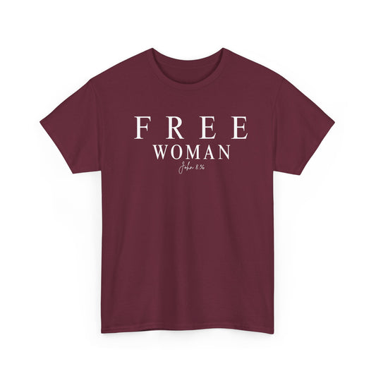 Free Woman Tee,  John 8:36— Inspirational Christian Women's T‑Shirt (Galatians 5:1)